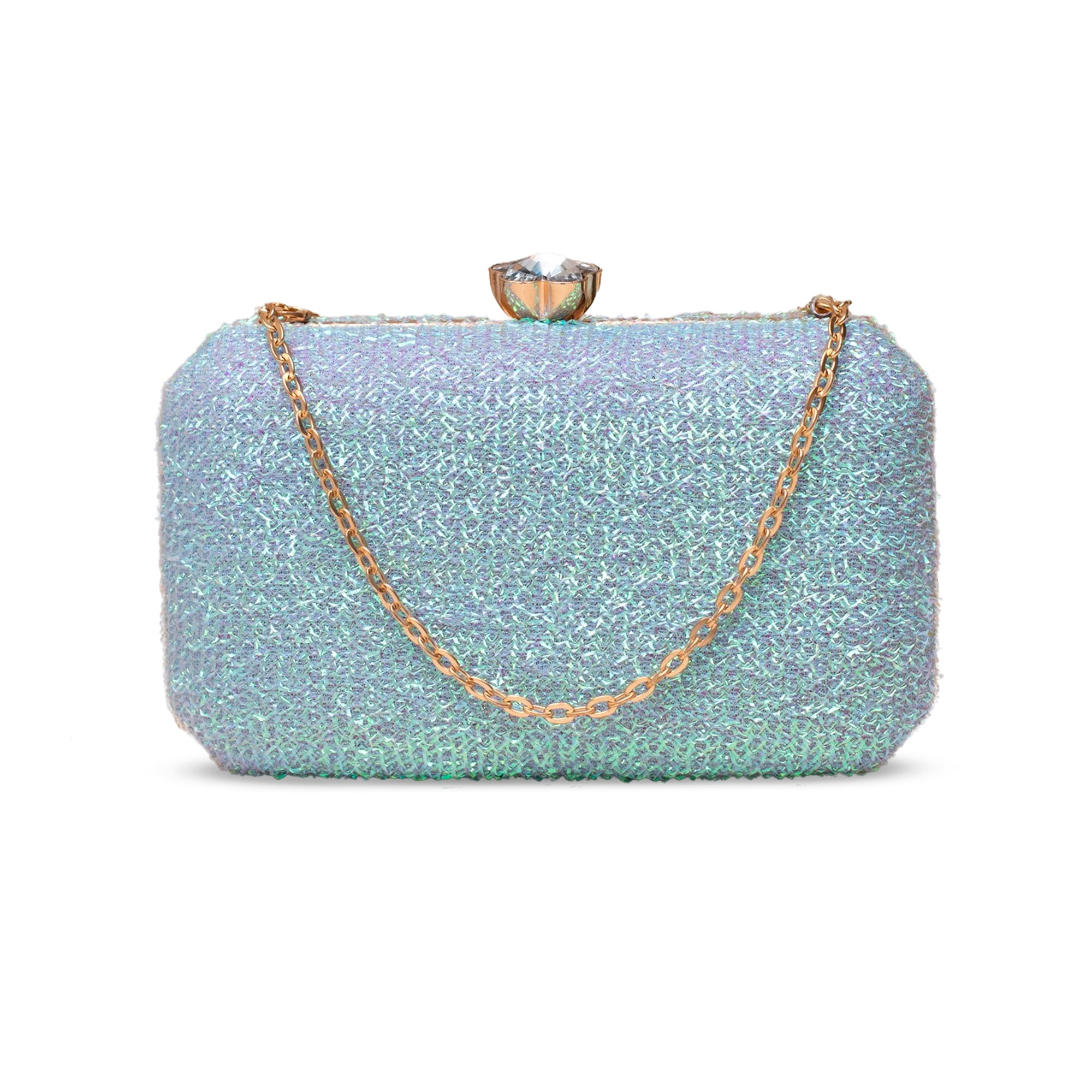 Artklim Blue Sparkle Embroidery Clutch