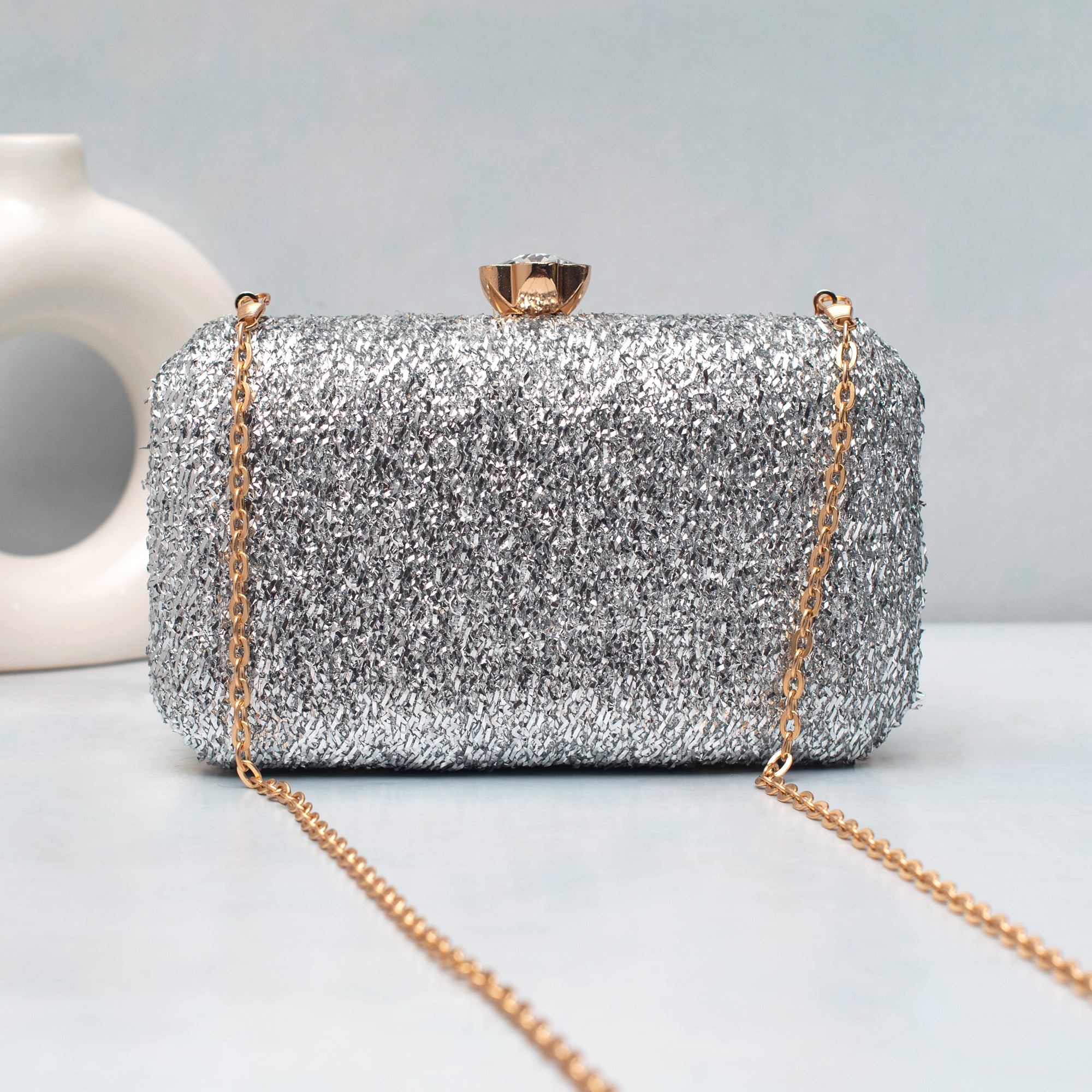 Artklim Silver Stardust Embroidery Clutch