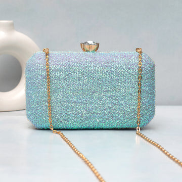 Artklim Blue Sparkle Embroidery Clutch