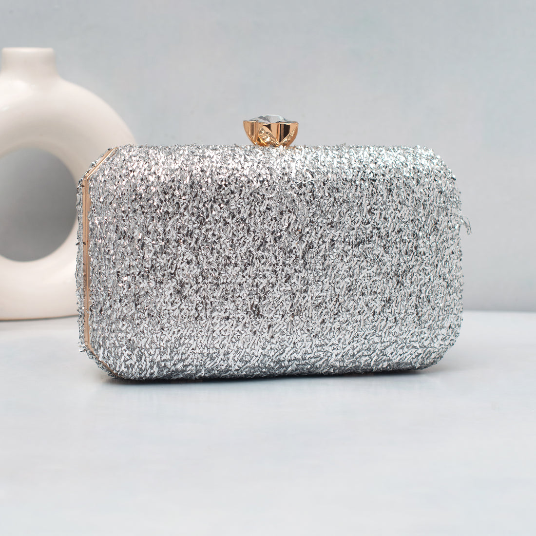 Artklim Silver Stardust Embroidery Clutch