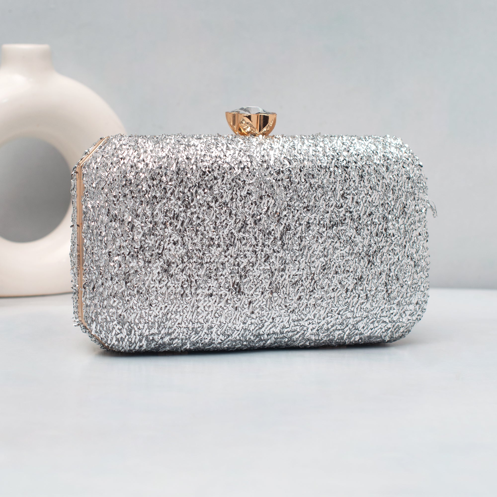 Artklim Silver Stardust Embroidery Clutch