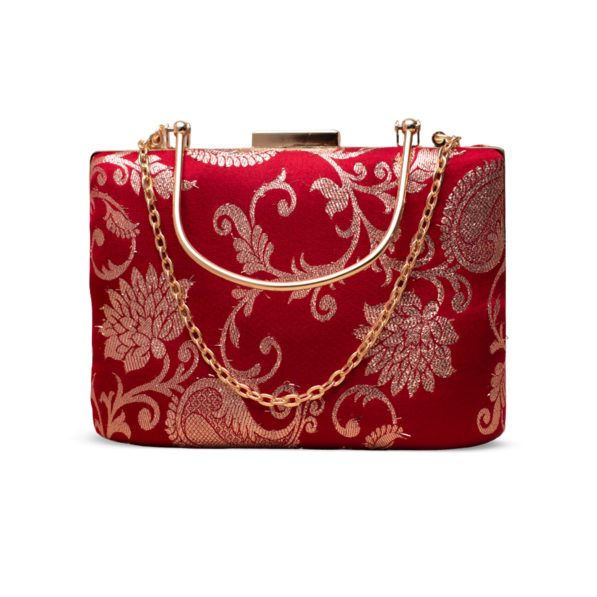 Artklim Royal Red Paisley Embroidered Clutch