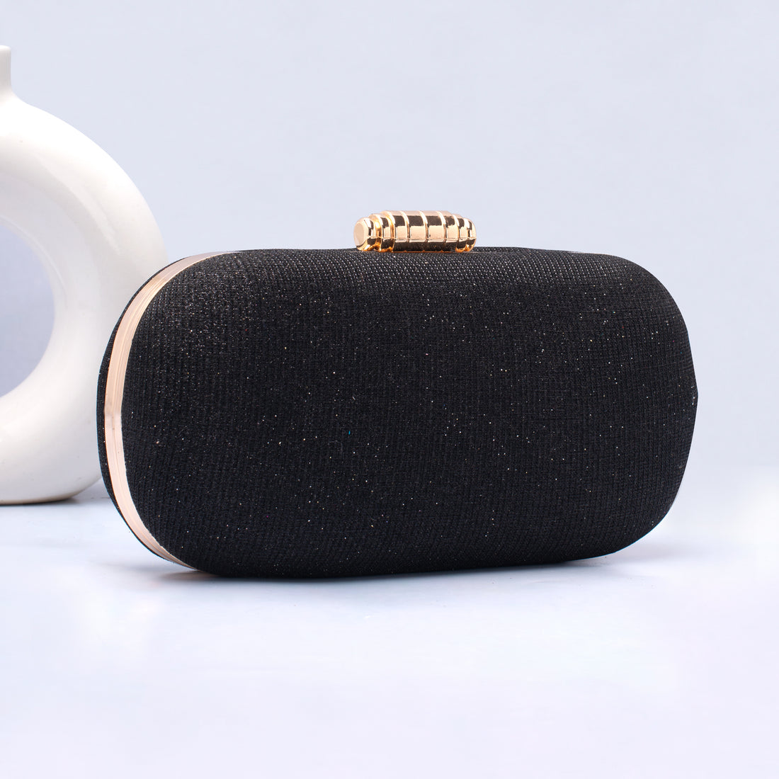 Artklim Black Glitter Capsule Party Clutch