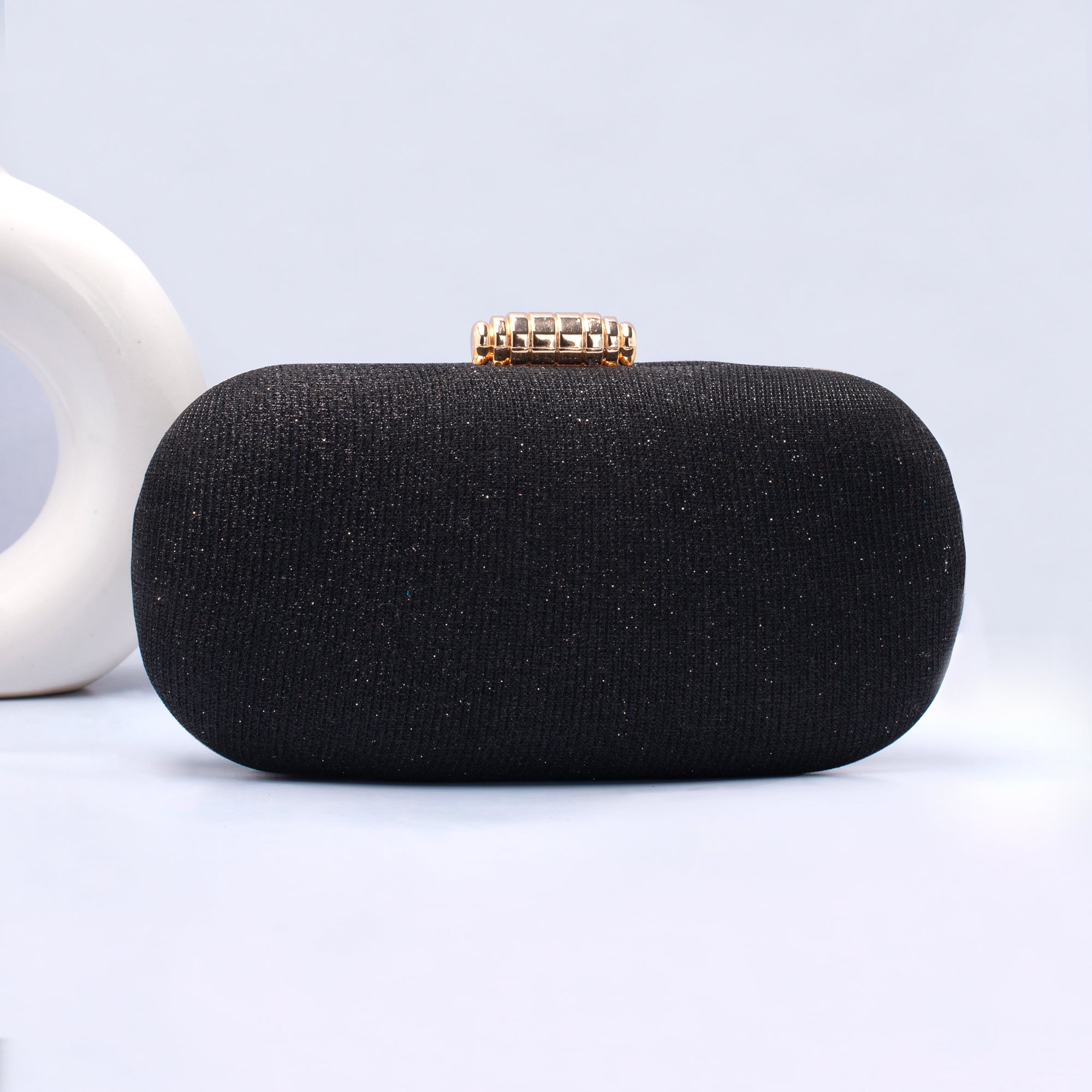 Artklim Black Glitter Capsule Party Clutch