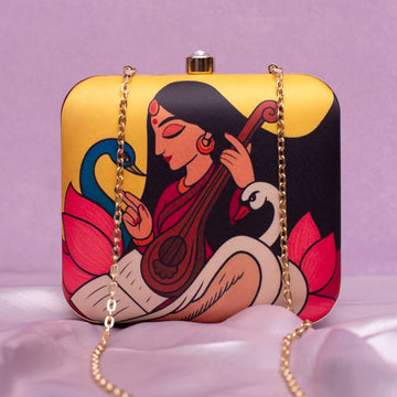 Artklim Maa Saraswati With Veena Printed Clutch