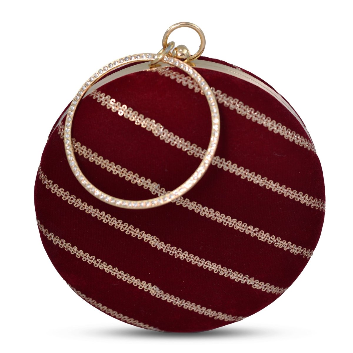 Artklim Maroon Base Golden Sequins Embroidery Clutch