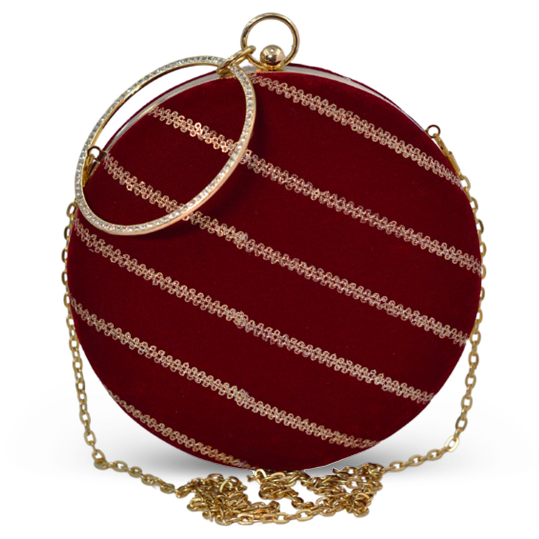 Artklim Maroon Based Golden Sequins Embroidery Clutch