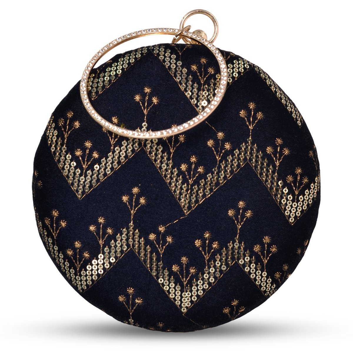 Artklim Black Based Sequins Pattern Embroidery Clutch