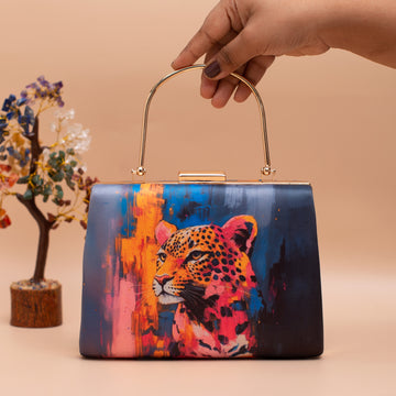 Artklim Multicolored Leopard Printed Clutch