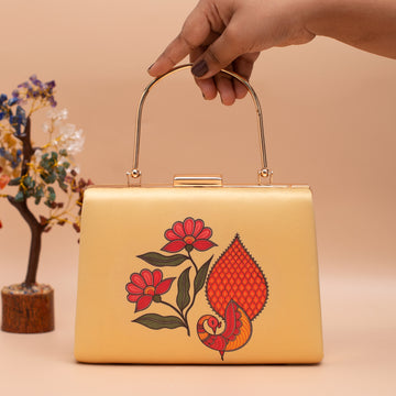 Artklim Madhubani Peacock Printed Clutch