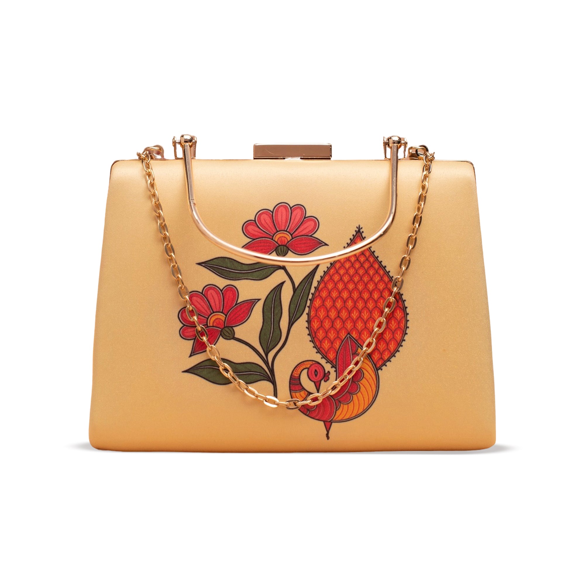 Artklim Madhubani Peacock Printed Clutch