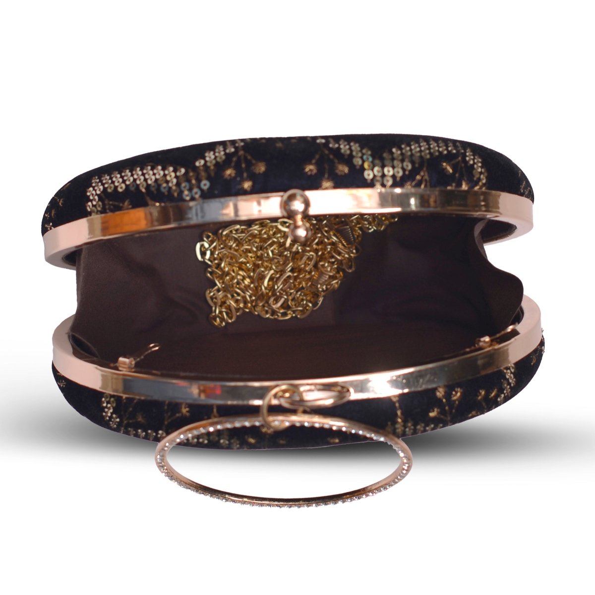 Artklim Black Based Sequins Pattern Embroidery Clutch