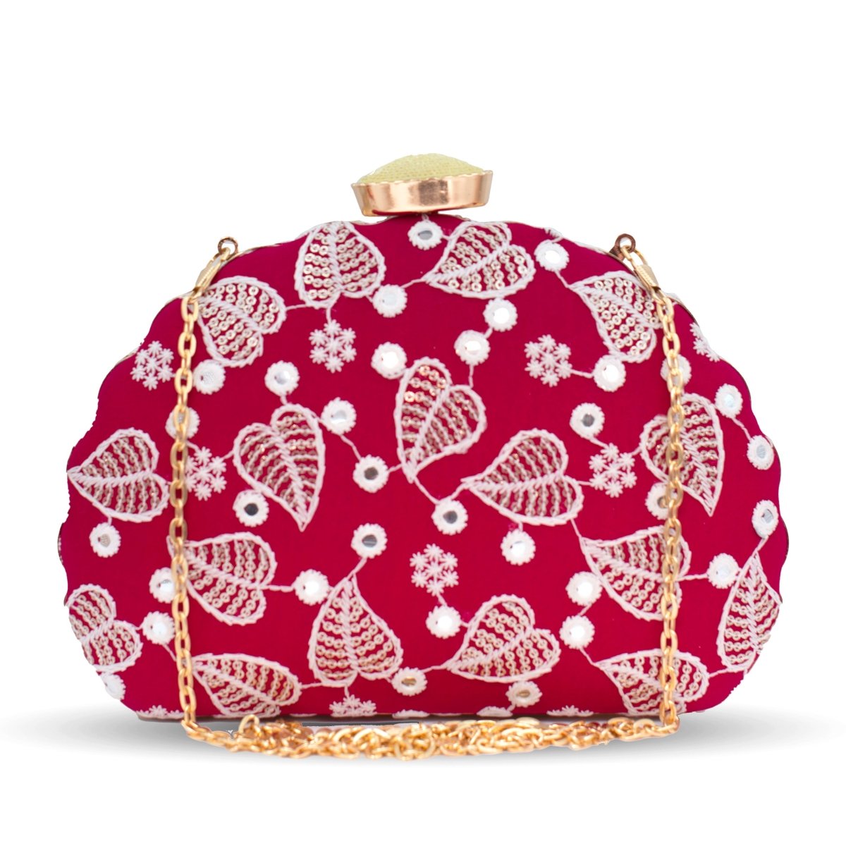 Artklim Red Base White Threadwork Embrodiery Clutch