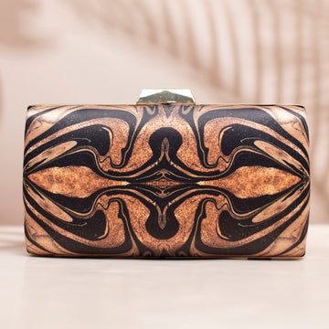 Brown And Black Printed Clutch