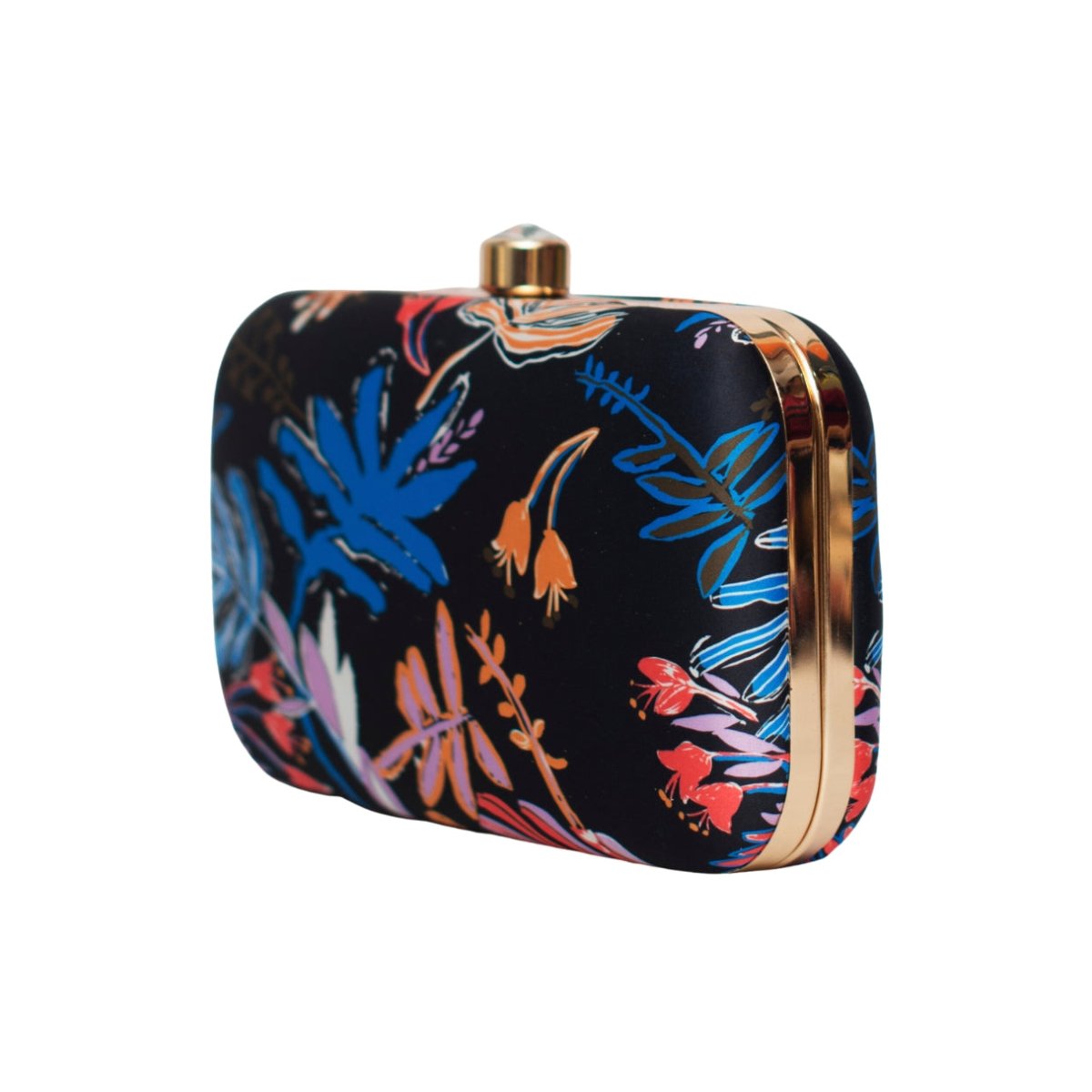 Blue Leaf Printed Clutch