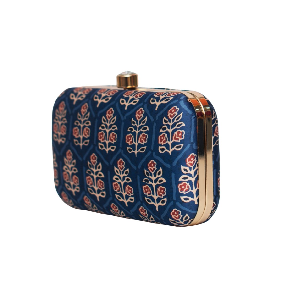 Blue Floral Printed Clutch