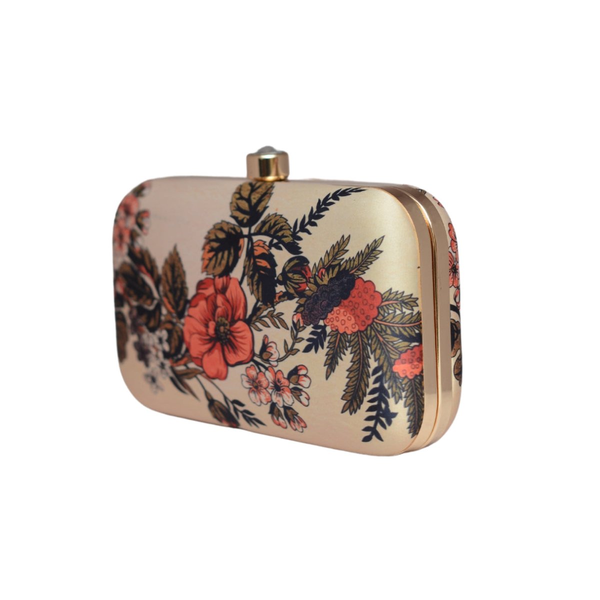 Red Floral Printed Clutch