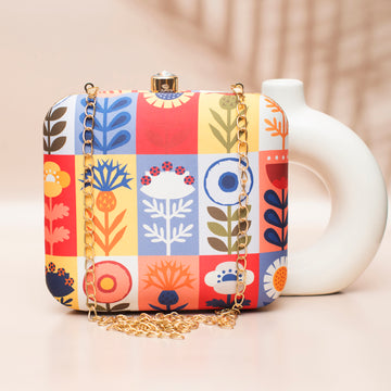 Multipattern Floral Printed Clutch