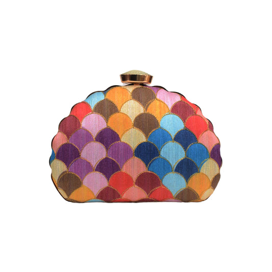 Multicolour Pattern Embroidered Clutch