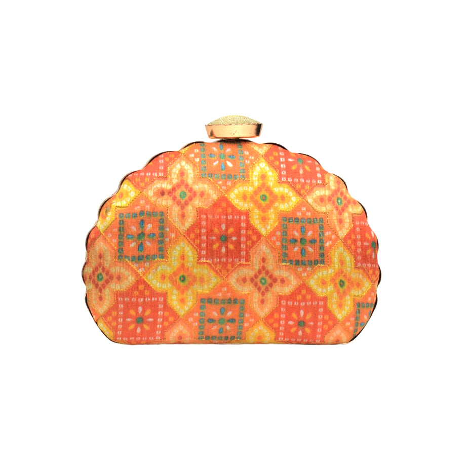 Yellow-Orange Embroidered Clutch