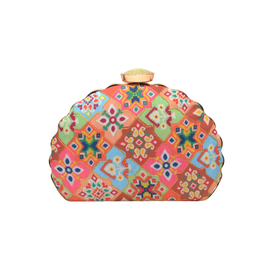 Traditional Multipattern Embroidered Clutch