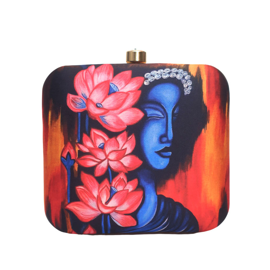 Lotus Lady Printed Clutch