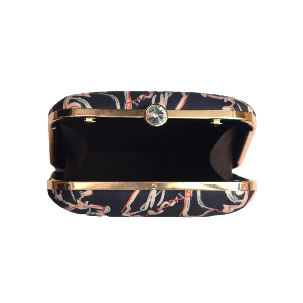 Orange Leafy Printed Clutch