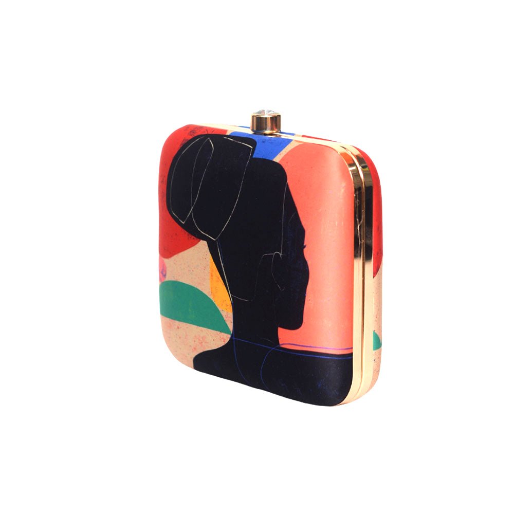 Women Line Art Printed Clutch