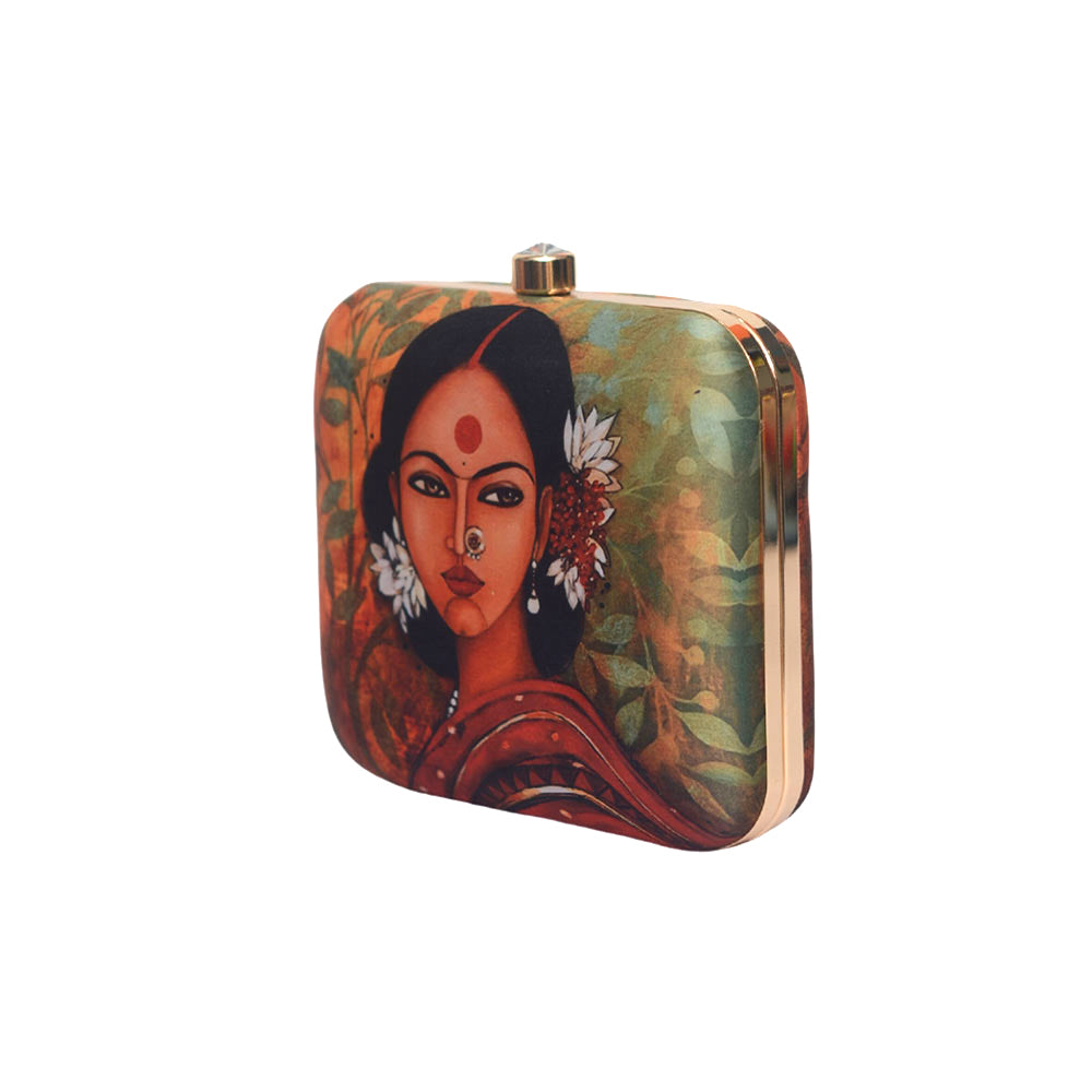 Indian Woman Printed Clutch