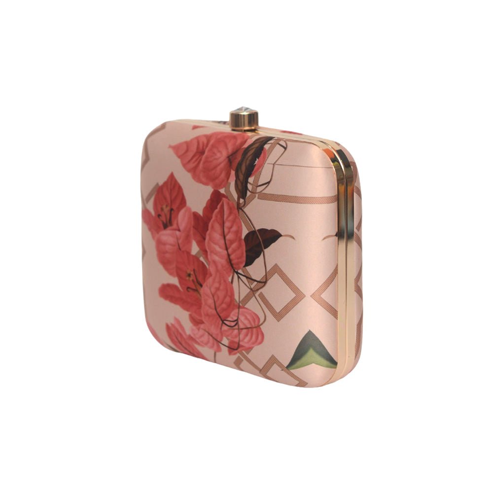 Pink Leaf Printed Clutch
