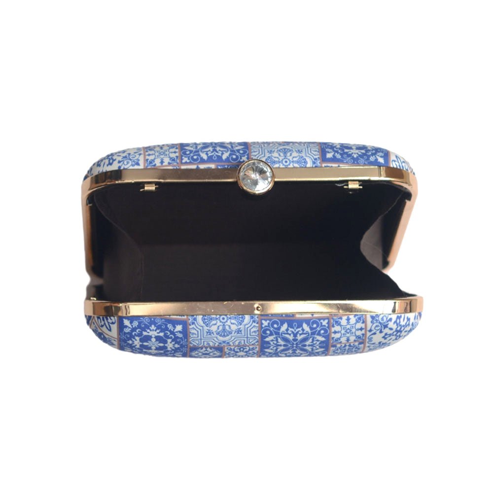Blue Mandala Pattern Printed Clutch