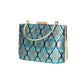 Blue Pattern Embroidered Clutch