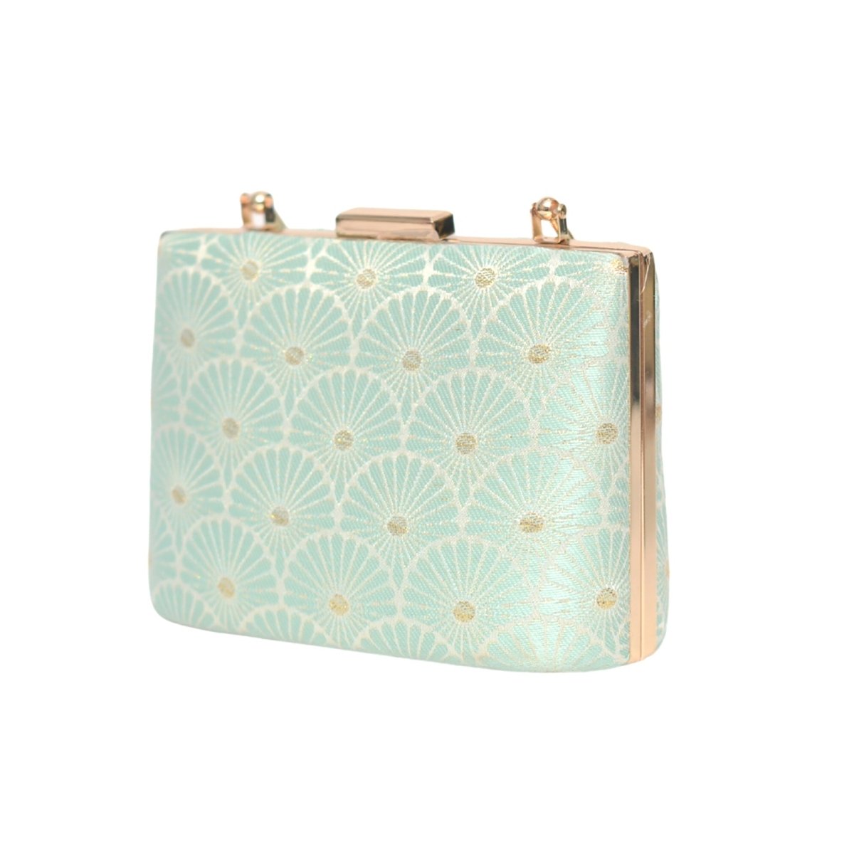 Blue Pattern Embroidered Clutch