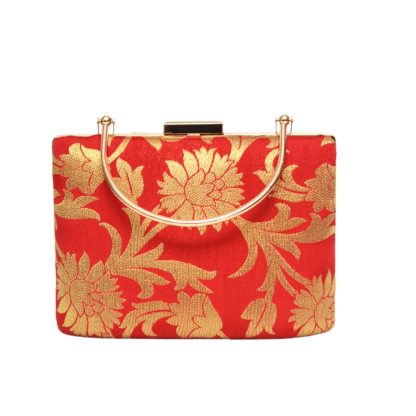 Red Floral Embroidered Clutch