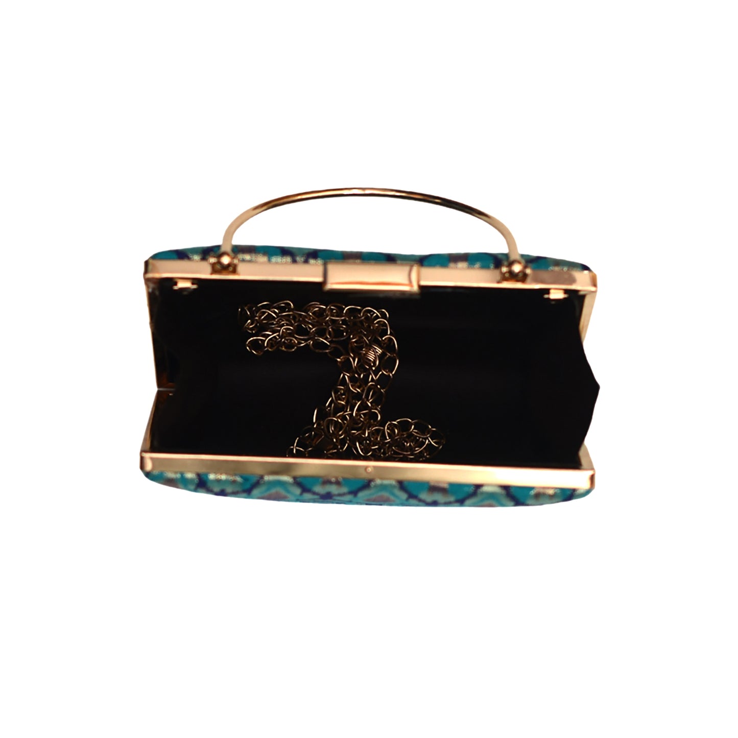 Blue Pattern Embroidered Clutch
