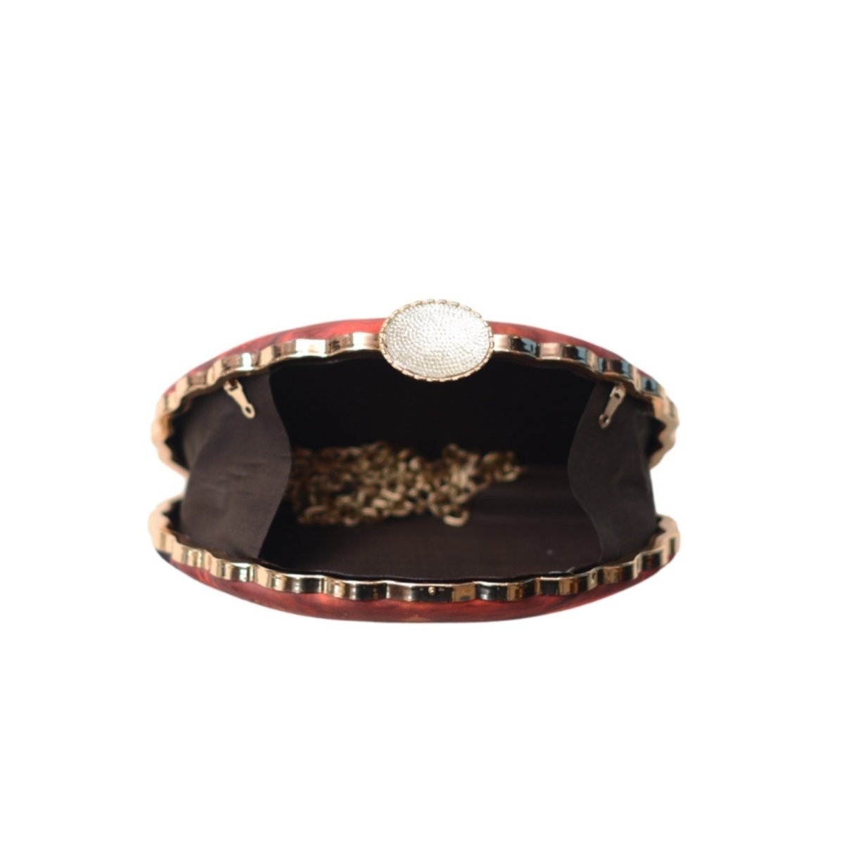 Artklim Maroon Durga Printed D-Shape Clutch