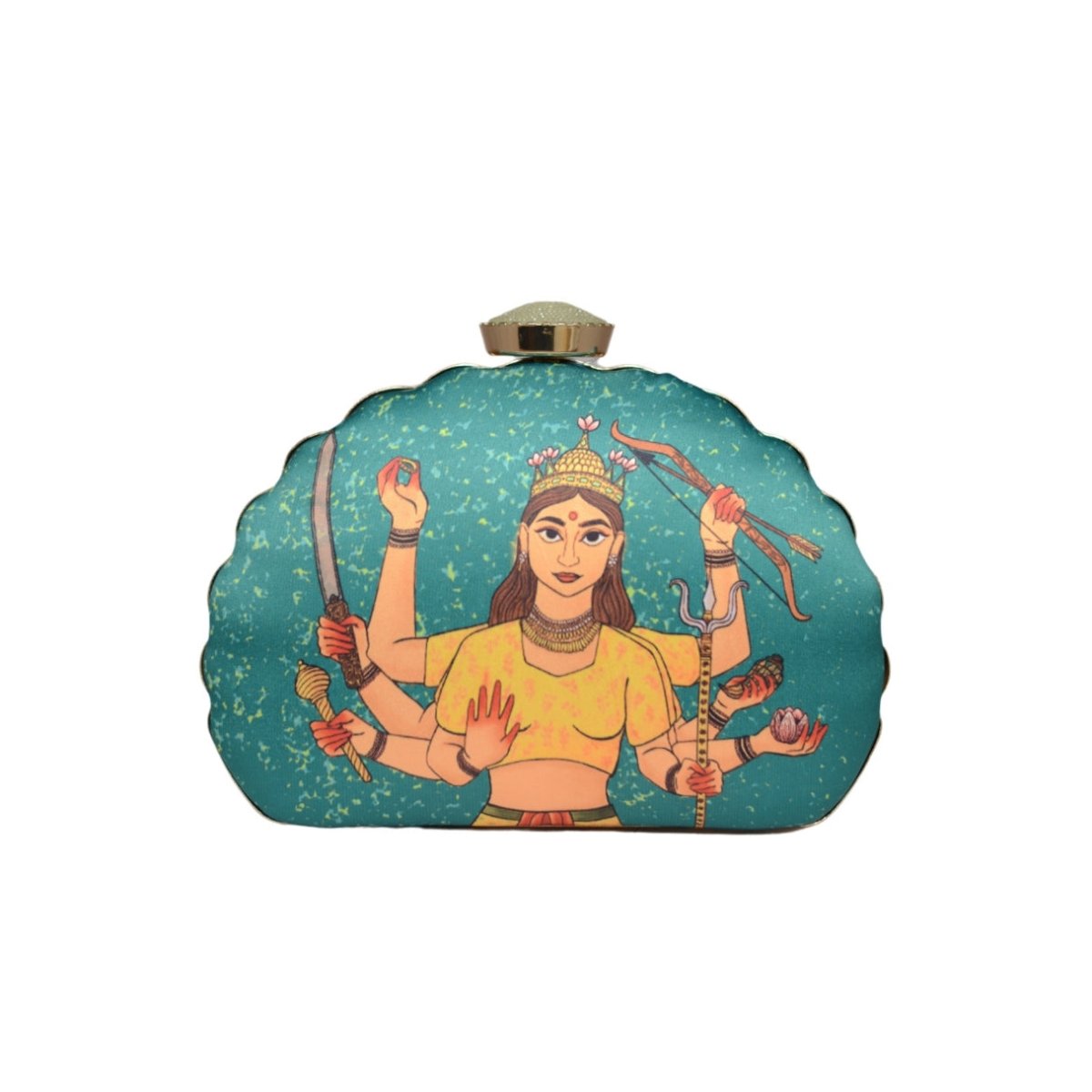 Artklim Maa Durga  D- Shape Printed Clutch