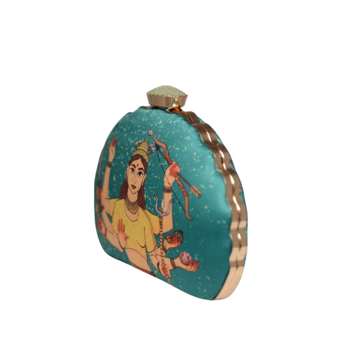 Artklim Maa Durga  D- Shape Printed Clutch