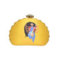 Artklim Yellow Durga  Printed D-Shape Clutch