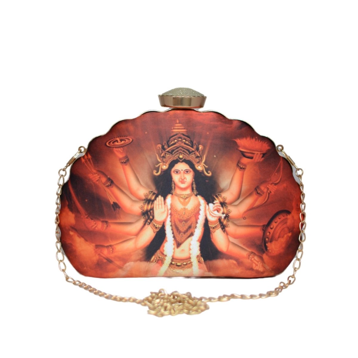 Artklim Goddess Durga Printed D-Shape Clutch