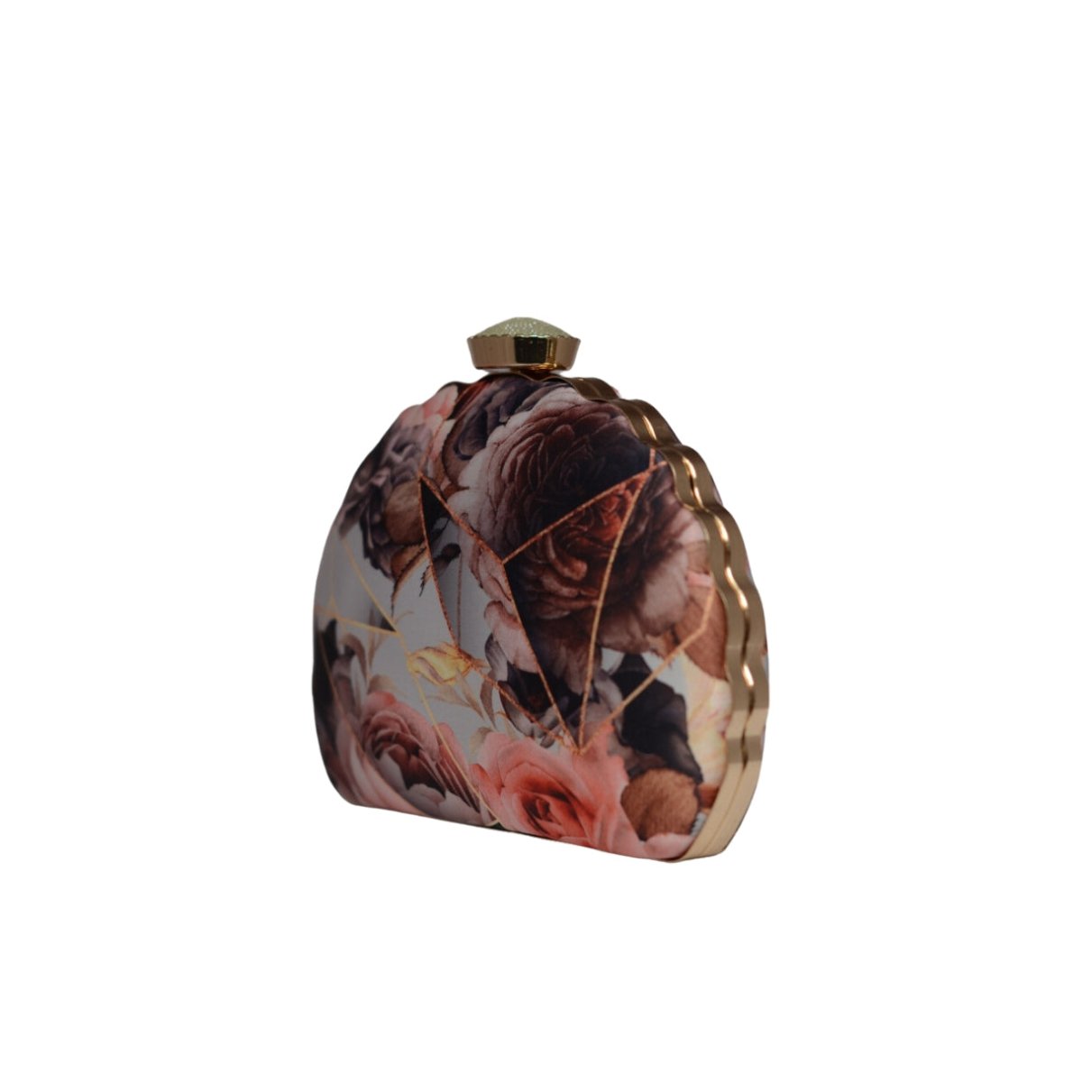 Artklim Rose Printed D-shape Clutch