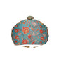 Artklim Blue And Red Flower Printed D-shape Clutch