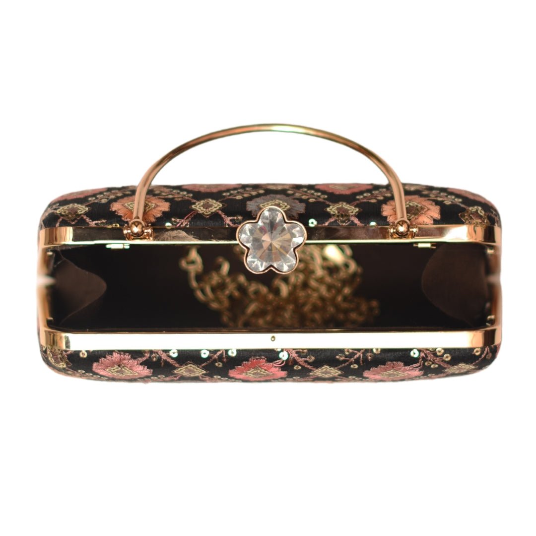 Artklim Black Embroidered Clutch