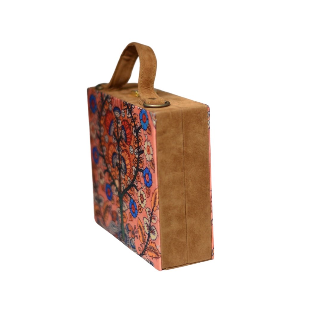 Artklim Madhubani Floral Printed Suitcase Style Clutch