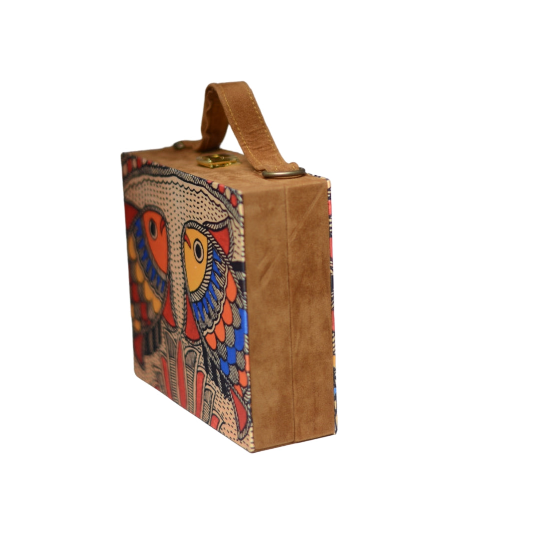 Artklim Madhubani Printed Suitcase Style Clutch