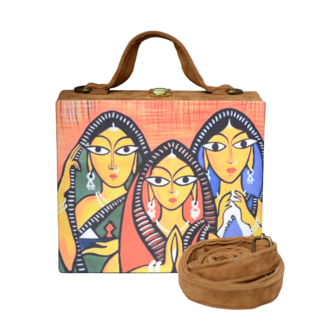 Artklim Madhubani Printed Suitcase Style Clutch