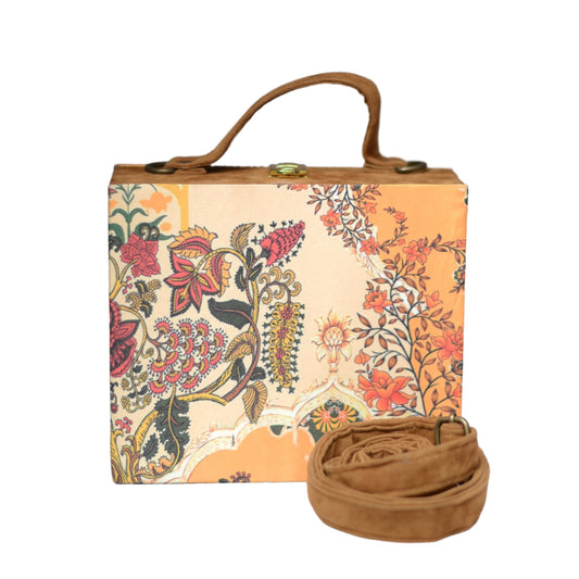 Artklim Madhubani Floral Printed Suitcase Style Clutch
