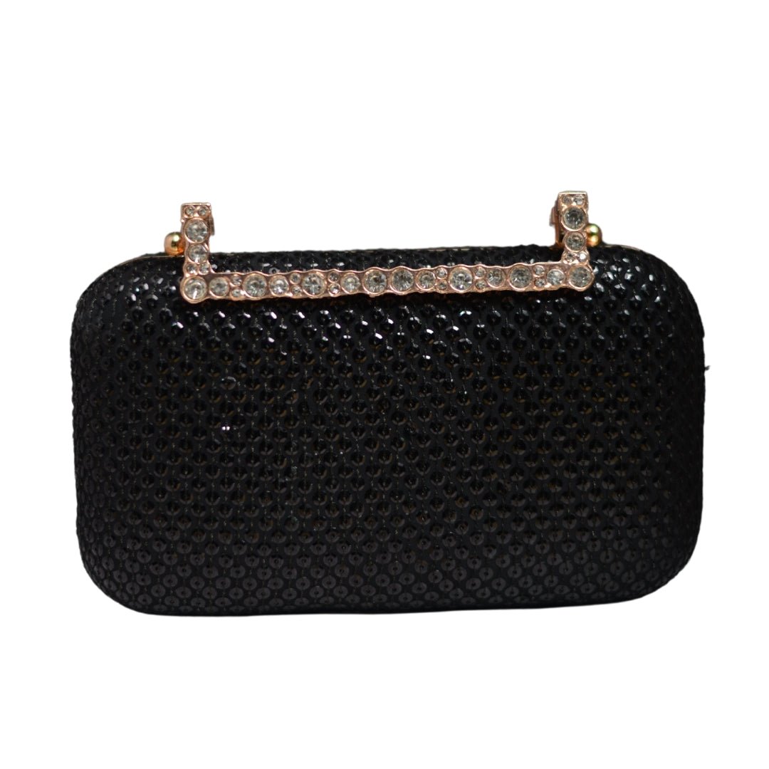 Artklim Black Sequins Fabric Party Clutch