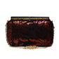 Artklim Black and Maroon Sequins Fabric Party Clutch