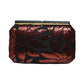 Artklim Black and Maroon Sequins Fabric Party Clutch